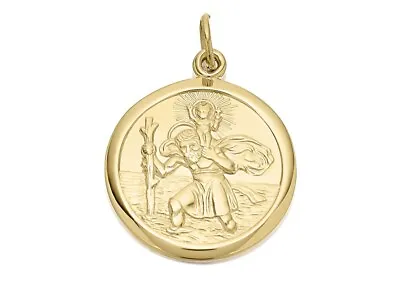 F.Hinds Mens 9ct Gold Double Sided St. Christopher Medallion - 18mm • £350