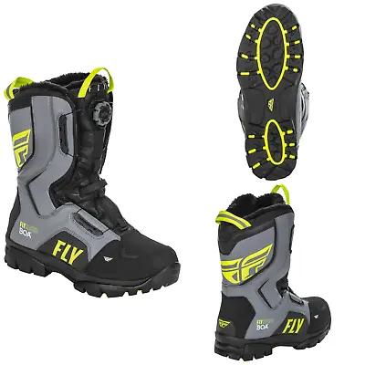 New Fly Racing Marker Boa Boots Snowmobile Snow Winter Gray Hi-Vis All Sizes • $239.95