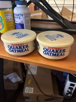 Vintage 1980s Instant Quaker Oatmeal Plastic Bowls - Set 2 Bowls And 2 Lids • $25.19