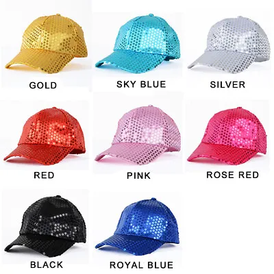 Unisex Glitter Sequins Baseball Hat Snapback Cap Dance Party Show Headwear • $2.99