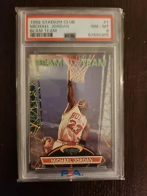 1992 Topps Stadium Club Beam Team Basketball Michael Jordan #1 PSA 8 G.O.A.T. • $325