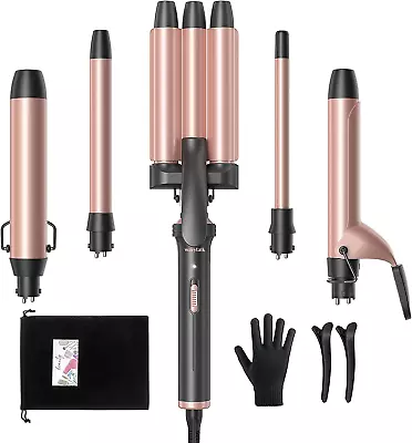 5 In 1 Curling Iron Set With Three Barrel Curling Iron And 4 Interchangeable  • $65.99