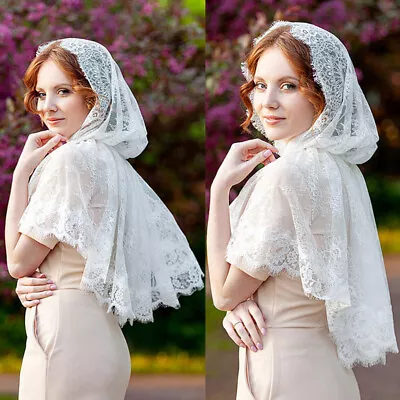 Women Ladies Lace Scarf Hijab Maxi Shawl Head Wrap Muslim Wedding Veil Scarves • £4.79