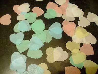 50 Small Precut Edible Wafer/rice Paper Hearts In Various Colours Cake/cupcake • £2.75