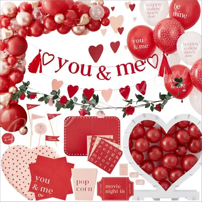 Valentines Day Decorations Banner Balloons Stickers Plates Napkins Cake Toppers • £14.85