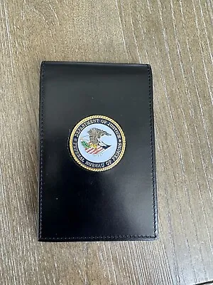 Federal Bureau Of Prisons Black Leather Note Pad Holder Cover Case 3 X5  • $19.99