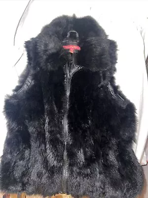 Jennyfer. J Genuine Rabbit Fur Vest Jacket Sz Medium Excellent Condition • $30