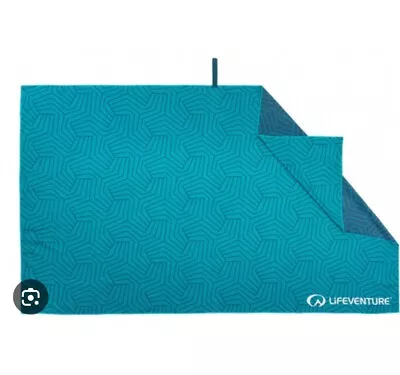 Lifeventure Recycled SoftFibre Geometric Teal Trek Towel Camping Fishing 90x150 • £17.85