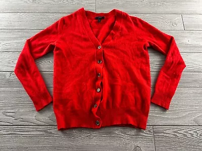 J CREW RED Wool Blend CARDIGAN SWEATER Women's Size Small Long Sleeve Button Up • $16.99