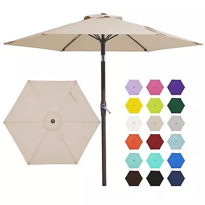 JEAREY 7.5FT Patio Umbrella Market Table Umbrella With 6 Sturdy Ribs Push Bu... • $50.22