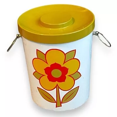 Vintage 70’s Ice Bucket Mod Flower Made In Japan Plastic Insulated Metal Handles • $34.99