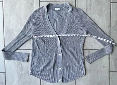 $5.84 • Buy Old Navy Womens Cardigan Sweater Gray Long Sleeve V Neck Ribbed Cotton Blend S