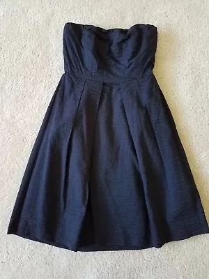 J. Crew Petite Black Seersucker Cotton Strapless Lined Embossed Lorelei Dress 0P • $29.99