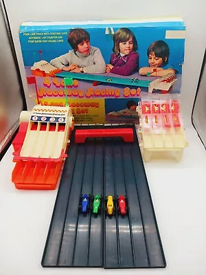 Vintage 1970s Japan Woolworth Woolco Battery Operated 4 Lane Raceway Racing Set  • $45