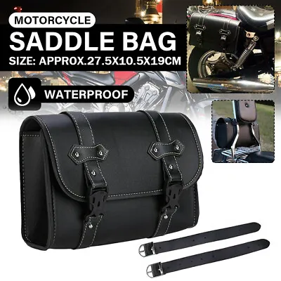 Motorcycle Handlebar Bag Tool Bag PU Leather Motobike Saddle Bag Luggage Roll • $16.49