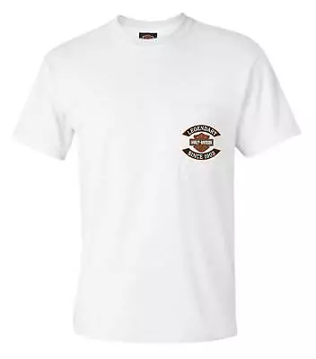 Harley-Davidson Men's Motor Way Chest Pocket Short Sleeve Cotton T-Shirt - White • $28.95