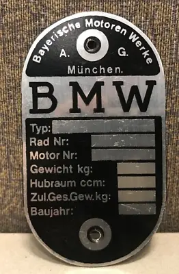 Vintage Reproduction BMW Motorcycle Nameplate Badge Blank • $31.95