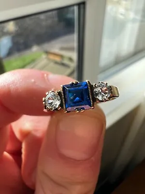 £125 • Buy 9ct Gold Hallmarked Art Deco Blue And White Spinel Antique Style Ring Size K