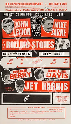 The Rolling Stones - Brighton Hippodrome - 1964 Vintage Music Poster • $29.95