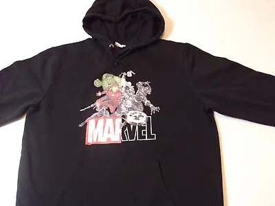 Marvel Hoodie Adult XL Black Graphic Hooded Sweatshirt Sweater Pullover • £9.99