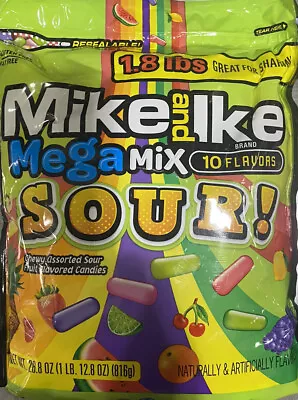 Mike And Ike SOUR Mega Mix Chewy Candy 28.8 Oz Candies Resealable Bag 1.8 Lbs • $19.99