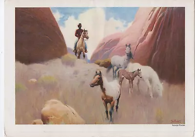 1960 Santa Fe Railroad Menu Navajo Ponies California Farm Fed. Tour To Mexico • $23.99