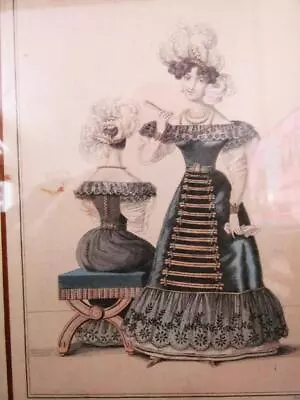 EVENING DRESS LA BELLE ASSEMBLEE FRAMED PRINT T.EATON W.READ APRIL 1st 1827 • $22