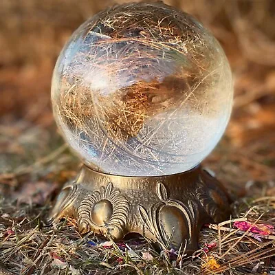 Mystical Witchy Vintage Metal Crystal Ball Magic Divination 150mm • $475