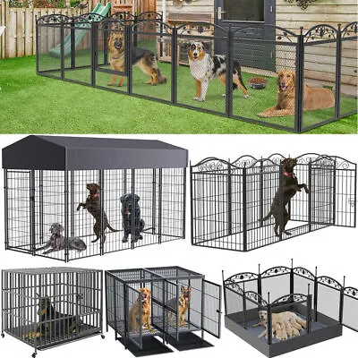 Heavy Duty Dog Cage Chew Proof Thicken Tube Playpen Pet Kennel Wire Crate Fence • £129.91