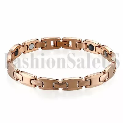 Mens Women Rosegold Tone Rhombus Tungsten Carbide Magnetic Magnet Bracelet Chain • $18.99