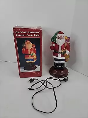 Merck Old World Christmas 1996 Patriotic Santa Light Lamp W/Box Vintage 11” • $52.24