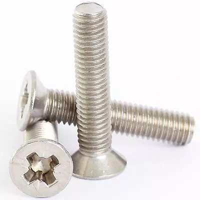 A2 Stainless Steel Pozi Countersunk Machine Screws Posi Csk Screw M3 M4 M5 • £1.12