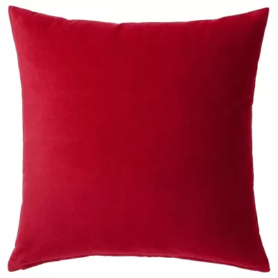 IKEA SANELA Velvet Cotton Square Cushion Covers Soft Touch Red 50x50 Cm • £14.66