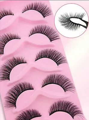 Eyelashes 5 Pairs 3D Natural False Long Thick Fake Eye Lashes Makeup Mink • £2.99