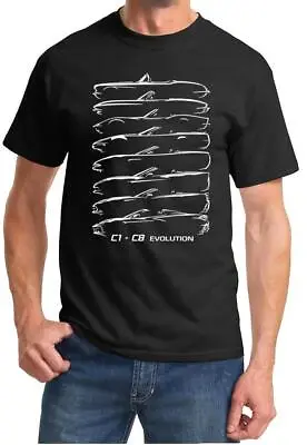 C1-C8 Corvette Convertible Evolution Classic Outline Design Tshirt NEW • $24