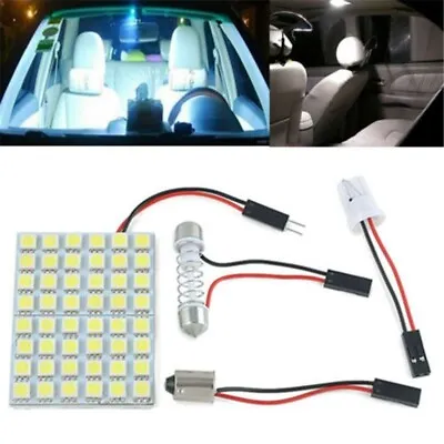 Car Interior Dome Panel White LED Light 48 SMD 5050 Lamp T10 Festoon BA9S 12V 5W • $7.45