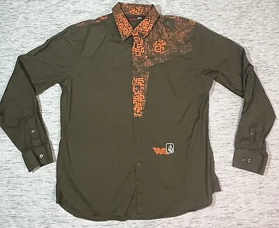 Volcom Shirt Mens XL Brown Orange Epidermis Long Sleeve Button Up • $24.99