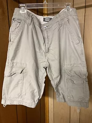 Levi’s Battalion Cargo Shorts W36 Light Gray Lots Of Pockets 100%cotton Preowned • $17.59