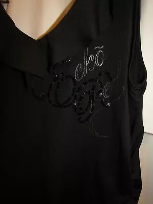 Ecko Red Women TANK Black Sleeveless Sequin V Neck XL X-LARGE ECKORED • $19.58