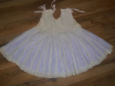 ANTIQUE LACE & SILK VICTORIAN DOLL BABY GIRL'S DRESS 1800's FANCY Lilac • $59