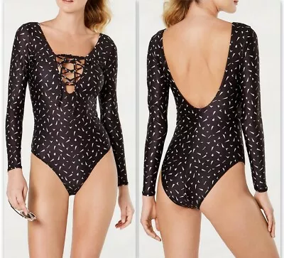 Volcom Geo Thang Bodysuit Women's Rashguard Long-Sleeve One-Piece Swimsuit Sz L • $29.85