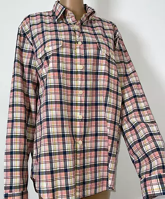 J Crew Shirt Men's Size L Madras Button Down  Blue Pink Yellow White Plaid • $18