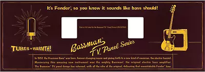 Repro POP Label For The Fender Tweed Bassman TV Panel Series Amplifiers • $35