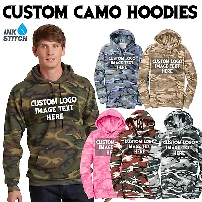 Ink Stitch Design Your Own Custom Printed Unisex Camouflage Hoodies Sweatshirts • $43.99