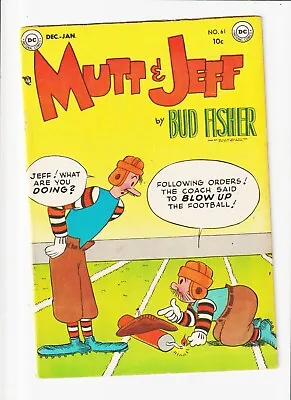 MUTT & JEFF DC COMIC #61 Looks Great Golden Age 1952  PRE CODE  FOOTBALL COVER • $24