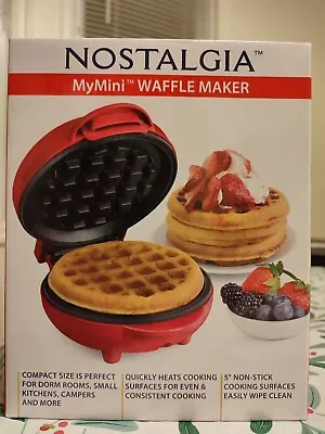 Nostalgia My Mini Waffle Maker 5  Cooking Surface Brand New Factory Sealed Red • $5