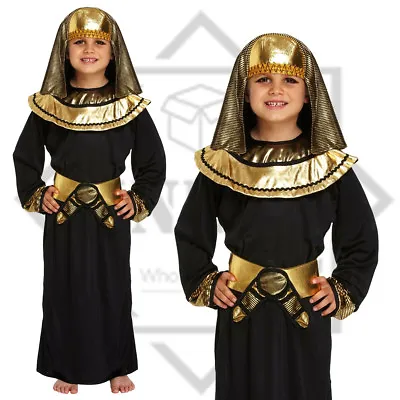 Boys Egyptian Pharaoh Fancy Dress Costume Black Outfit Kids School Book Week • £11.58