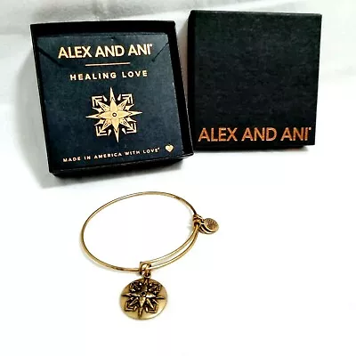 $33.91 • Buy Alex And Ani Charm Bangle Bracelet Gold Healing Love Expandable Charms Boxed