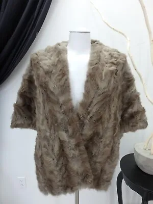 Wild American Mink Real Fur Taupe CAPE Coat Jacket One Size 44189 • $49