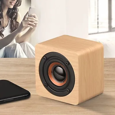 Portable Bookshelf Retro Wooden Bluetooth Mini Speaker Subwoofer Stereo Card • $19.99